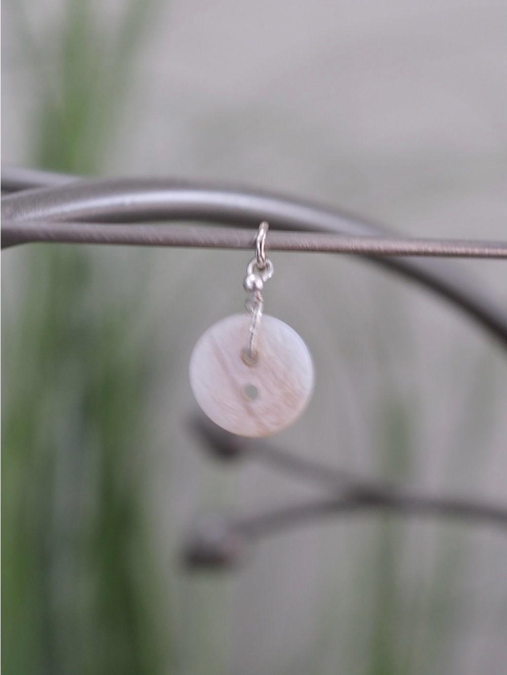 Handmade White Mother-of-Pearl Style Button Pendant Charm